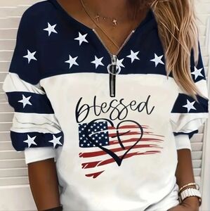 NWOT Women's Patriotic BLESSED Sweatshirt Sz. L